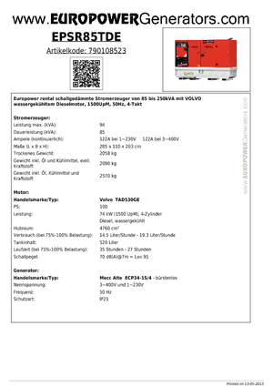 Дизельні генератори Europower EPSR85TDE (MA)