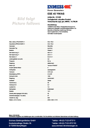 Дизельні генератори Endress ESE 45 YW/AS 