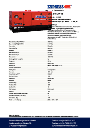 Дизельні генератори Endress ESE 80 DW-B
