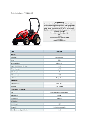 Трактори 4WD TYM T233