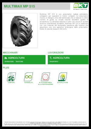 Сільськогосподарські шини BKT MULTIMAX MP 515 445/65 R 22.5 MPT