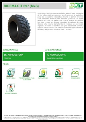 Сільськогосподарські шини BKT RIDEMAX IT 697 M+S 600/70 R30