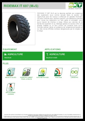 Сільськогосподарські шини BKT RIDEMAX IT 697 M+S 600/70 R30