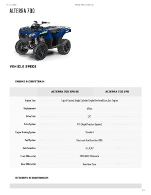 Всюдиходи і квадроцикли Artic Cat ALTERRA 700 EPS SE 