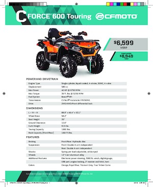 Всюдиходи і квадроцикли CFMOTO CFORCE 600