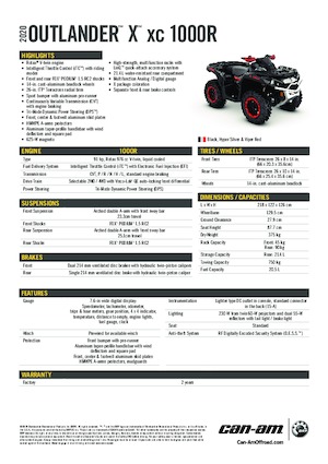 Всюдиходи і квадроцикли can-am OUTLANDER 1000RX XC 