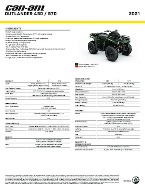 Всюдиходи і квадроцикли can-am OUTLANDER 450 