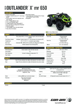 Всюдиходи і квадроцикли can-am OUTLANDER 650 XMR 