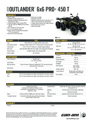 Всюдиходи і квадроцикли can-am OUTLANDER 6X6 XU+ 450 T