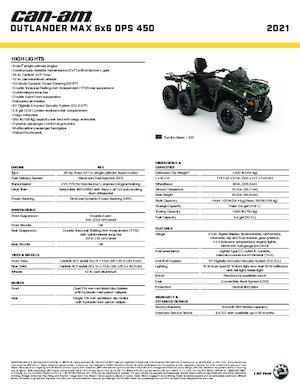 Всюдиходи і квадроцикли can-am OUTLANDER MAX 6X6 DPS  450 