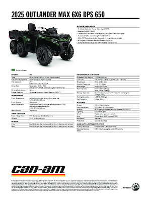 Всюдиходи і квадроцикли can-am OUTLANDER MAX 6X6 DPS 650
