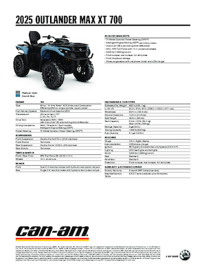 Всюдиходи і квадроцикли can-am OUTLANDER MAX XT 700