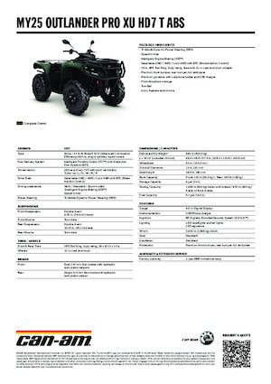 Всюдиходи і квадроцикли can-am OUTLANDER PRO XU HD7 T ABS