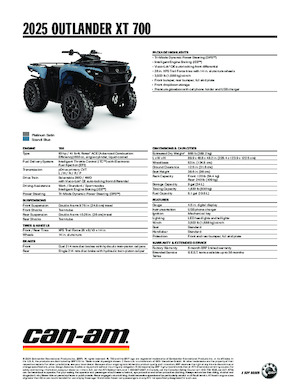 Всюдиходи і квадроцикли can-am OUTLANDER XT 700