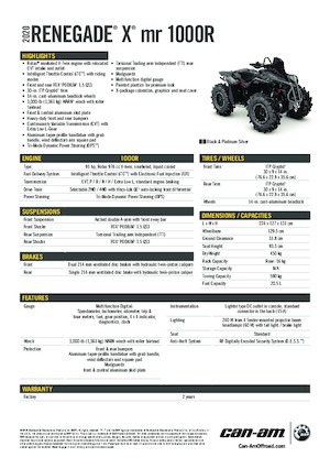 Всюдиходи і квадроцикли can-am RENEGADE X MR 1000R