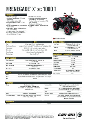 Всюдиходи і квадроцикли can-am RENEGADE X XC 1000T