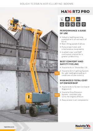 Колісні підйомники з шарнірною стрілою Haulotte HA16 RTJ PRO