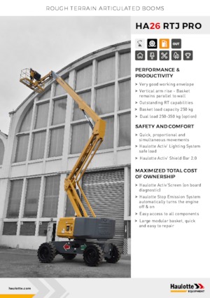 Колісні підйомники з шарнірною стрілою Haulotte HA26 RTJ PRO