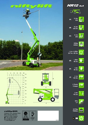 Колісні підйомники з шарнірною стрілою Niftylift HR12DE