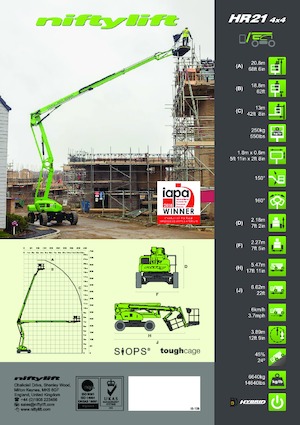 Колісні підйомники з шарнірною стрілою Niftylift HR21D