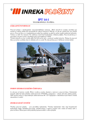 Автовишки з телескопічною стрілою Inreka IPT 14-1