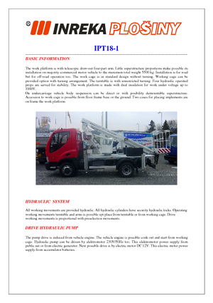 Автовишки з телескопічною стрілою Inreka IPT 18-1