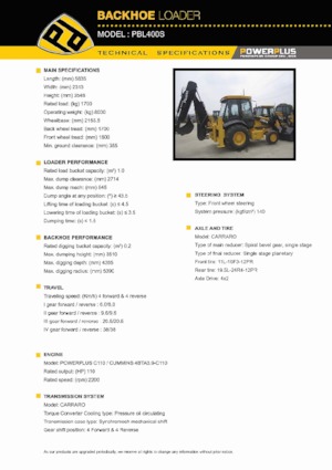 Екскаватор-навантажувач PowerPlus PBL400S