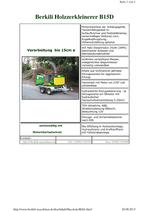 дробарки для деревних відходів Berkili B 15 D-L-SM