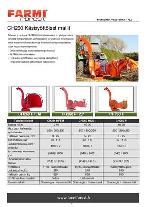 дробарки для деревних відходів Farmi CH 260 HFC
