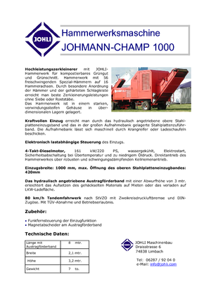дробарки для деревних відходів Johli Champ 1000