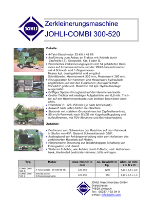 дробарки для деревних відходів Johli Combi 300 - 520 D
