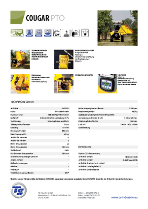 дробарки для деревних відходів TS-Industrie Cougar PTO