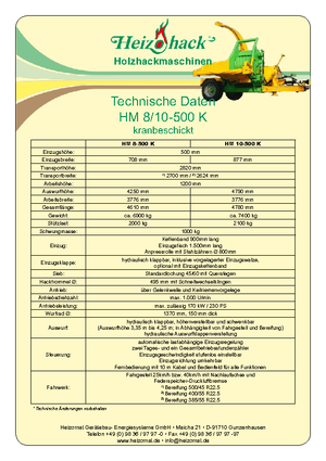 дробарки для деревних відходів Heizohack HM 10-500 KF