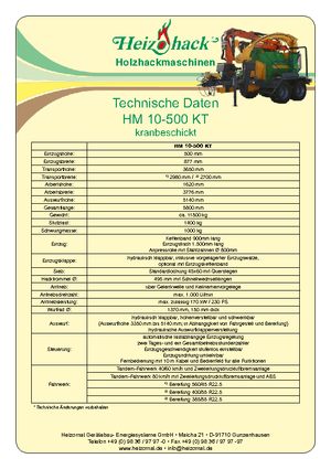дробарки для деревних відходів Heizohack HM 10-500 KT