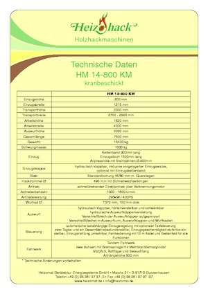дробарки для деревних відходів Heizohack HM 14-800 KM