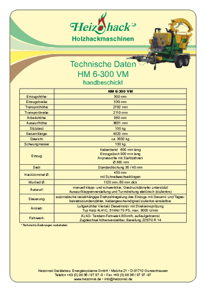 дробарки для деревних відходів Heizohack HM 6-300 VM