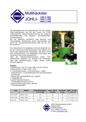дробарки для деревних відходів Johli BMS 2-20