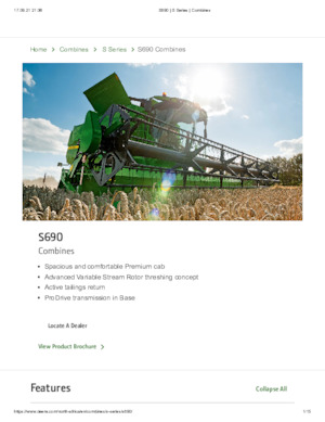 Зерновий комбайн John Deere S 690 H