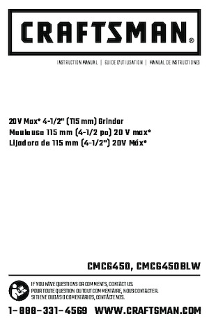 Акумуляторні кутові шліфувальні машини Craftsman CMCG450B