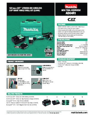 Акумуляторні дрилі та шуруповерти Makita AD04R1