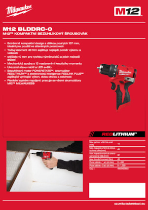 Акумуляторні дрилі та шуруповерти Milwaukee M12 BLDDRC-0