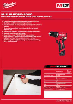 Акумуляторні дрилі та шуруповерти Milwaukee M12 BLPDRC-202C