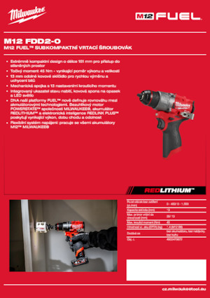 Акумуляторні дрилі та шуруповерти Milwaukee M12 FDD2-0