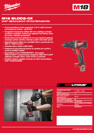 Акумуляторні дрилі та шуруповерти Milwaukee M18 BLDD2-0X