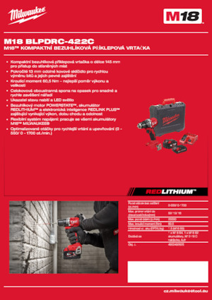 Акумуляторні дрилі та шуруповерти Milwaukee M18 BLPDRC-422C