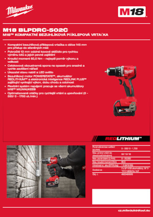 Акумуляторні дрилі та шуруповерти Milwaukee M18 BLPDRC-502C