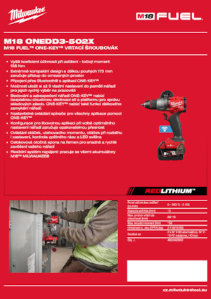 Акумуляторні дрилі та шуруповерти Milwaukee M18 ONEDD3-502X