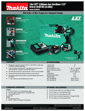 Акумуляторні дрилі та шуруповерти Makita XFD03M 
