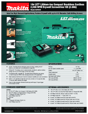 Акумуляторні дрилі та шуруповерти Makita XSF04Z