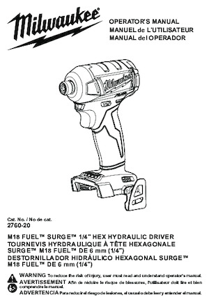 Акумуляторні ударні гайковерти та гайковерти Milwaukee 2760-20
